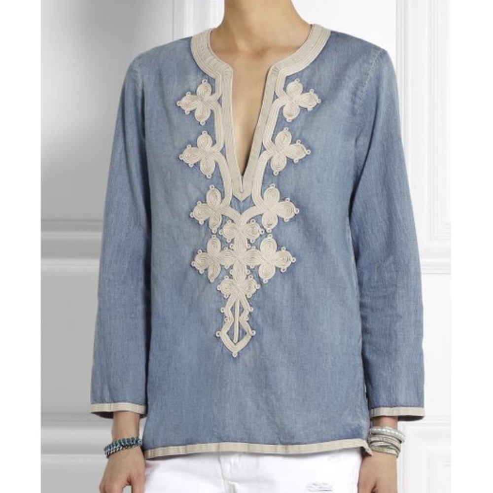NWT J Crew Soutache-Embroidered Chambray Shirt
